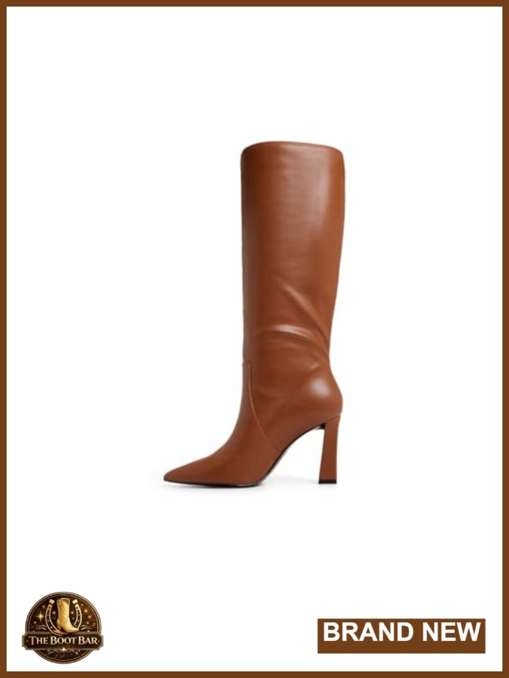 Knee-High Pointed Toe Block Heel Equestrian Boots Synthetic PU